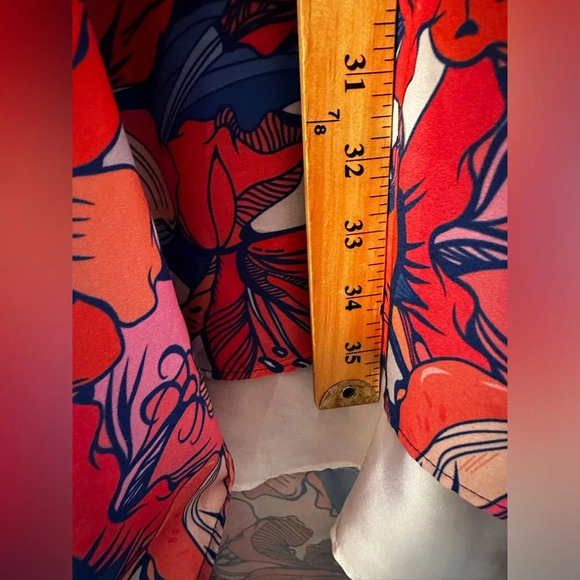 ANTHROPOLOGIE Hi Lo Floral Dress Large PETITE Fit & Flare Tropical Resort HUTCH - Picture 13 of 14